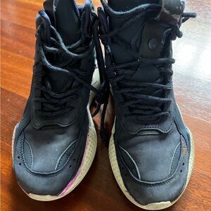 Black High-Top Sneakers with Pink Accents